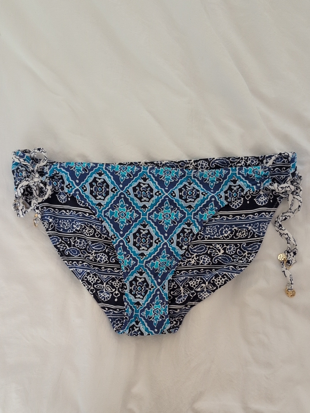 Tommy Bahama Navy and White Floral-Print Bikini Bottom
